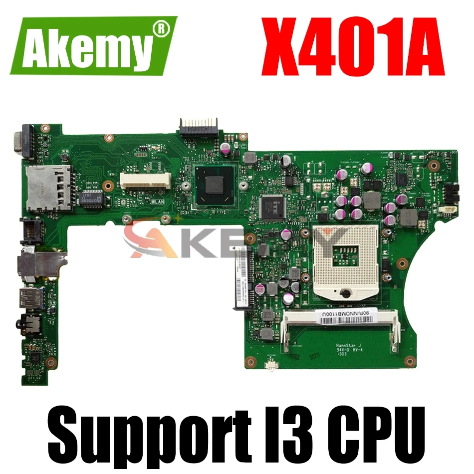 

AKEMY X401A Laptop Motherboard For ASUS X301A X401A X501A Original Mainboard HM76 Support I3 CPU