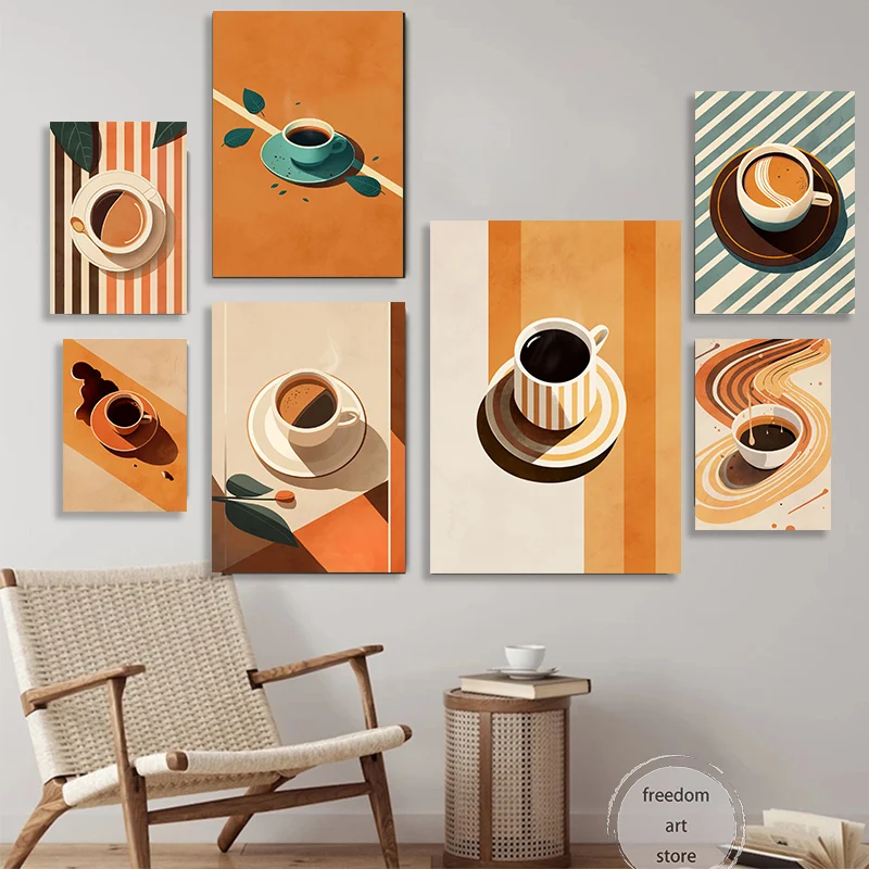 

Винтажный Стиль 70s кофейные влюбленные 70s полосатые эспрессо Vibes художественные постеры холст картина настенные принты картины для кафе домашний декор