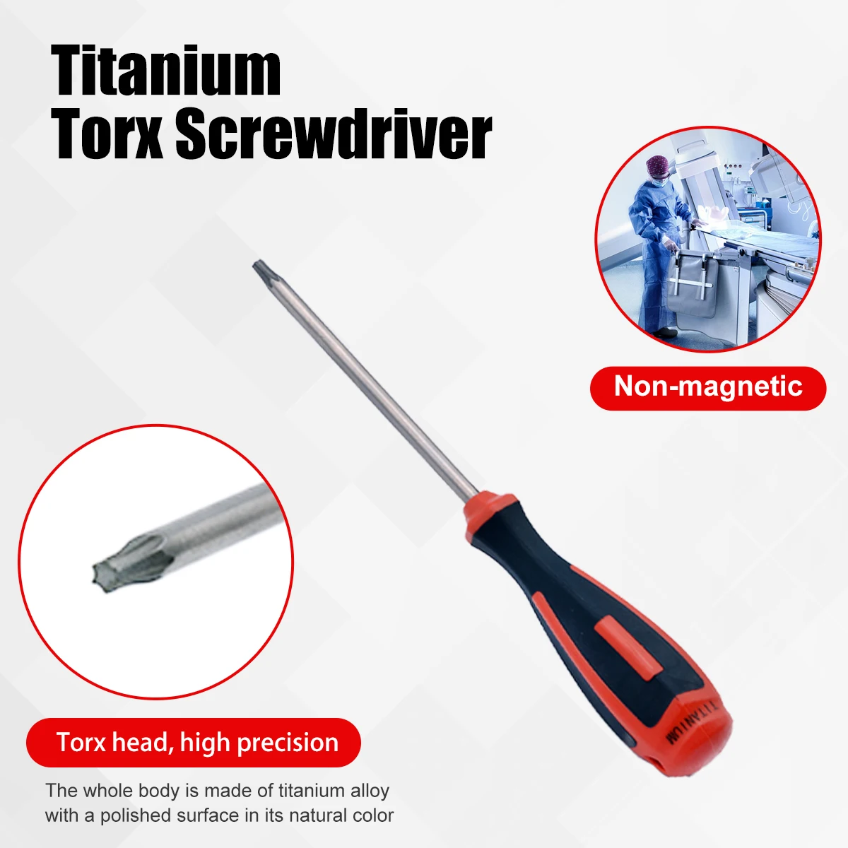 Фото Отвертка SFREYA T1066 Titanium Torx T6-T27, легкая, немагнитная, устойчивая к коррозии, для использования в аэрокосмической и морской промышленности №2