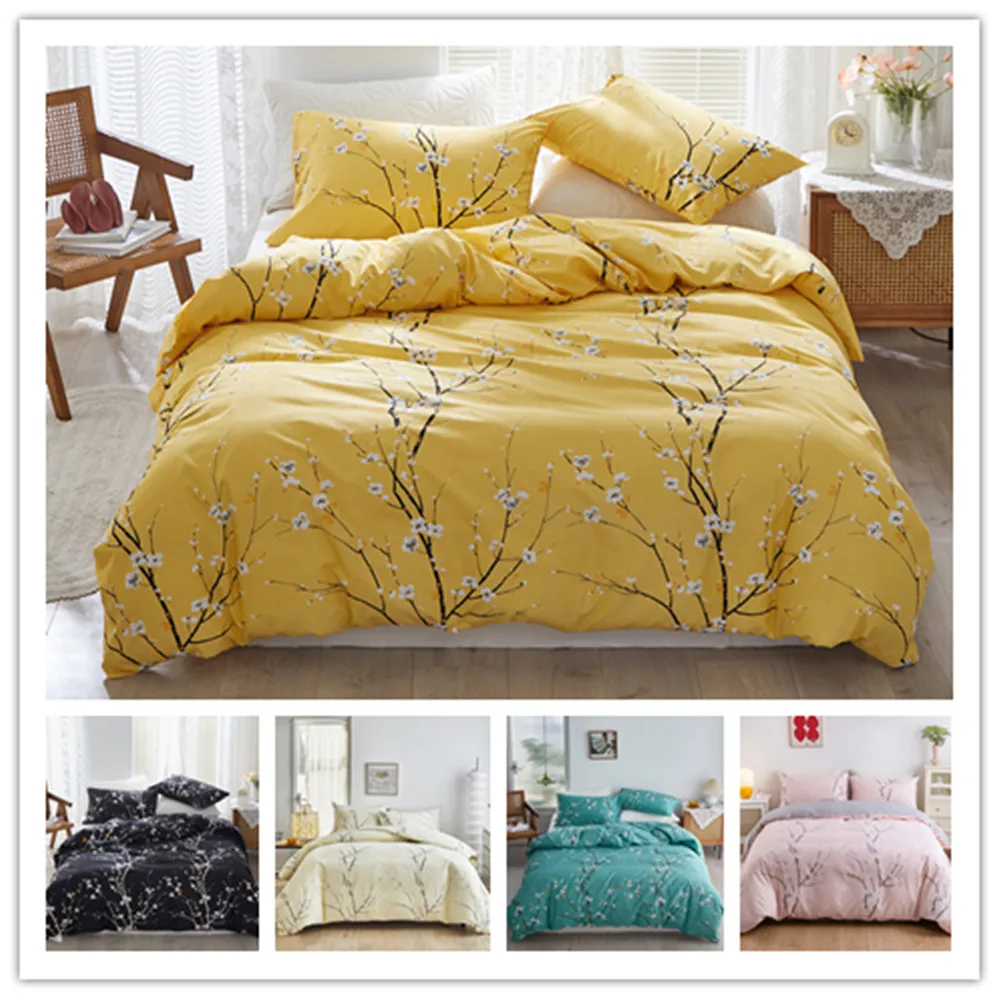 

Candy Colors Flower Print Bedding Set Soft Comforter Duvet Cover Sets With Pillowcase Single Queen King Size Home Textile 3pcs