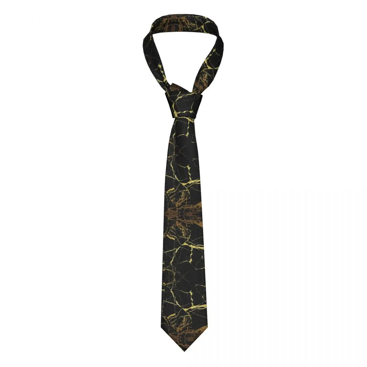 

Black And Gold Marble Men Women Neckties Skinny Polyester 8 cm Wide Neck Tie for Mens Accessories Cravat Business