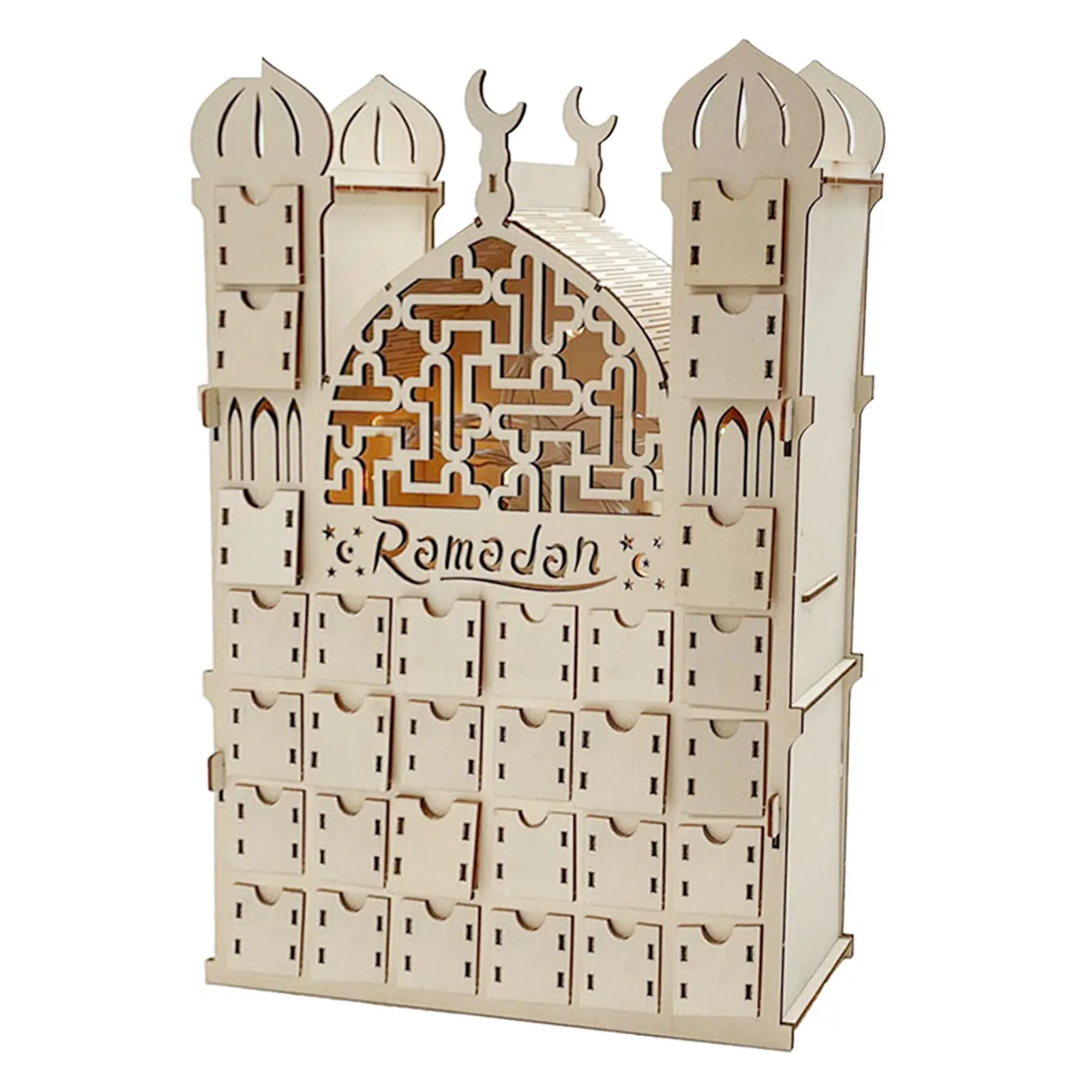 

Календарь с обратным отсчетом для Рамадана, деревянный орнамент ИД Мубарак, деревянный ящик, украшение для домашней вечеринки, поделки, раз...