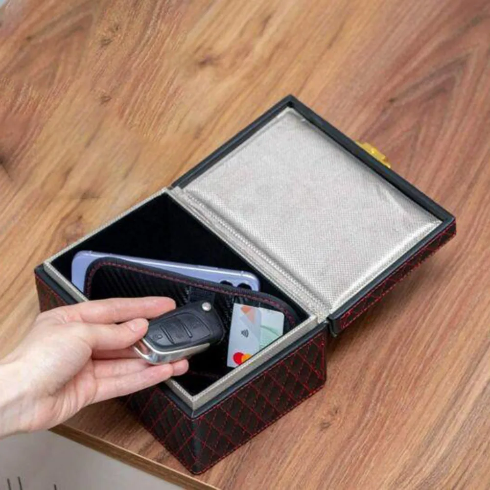 

Anti Car Theft Faraday Car Keys Signal Blocker Box Car Key Signal Block Box RFID Pouch Car Keys Cell Phone Signal Shielding Box