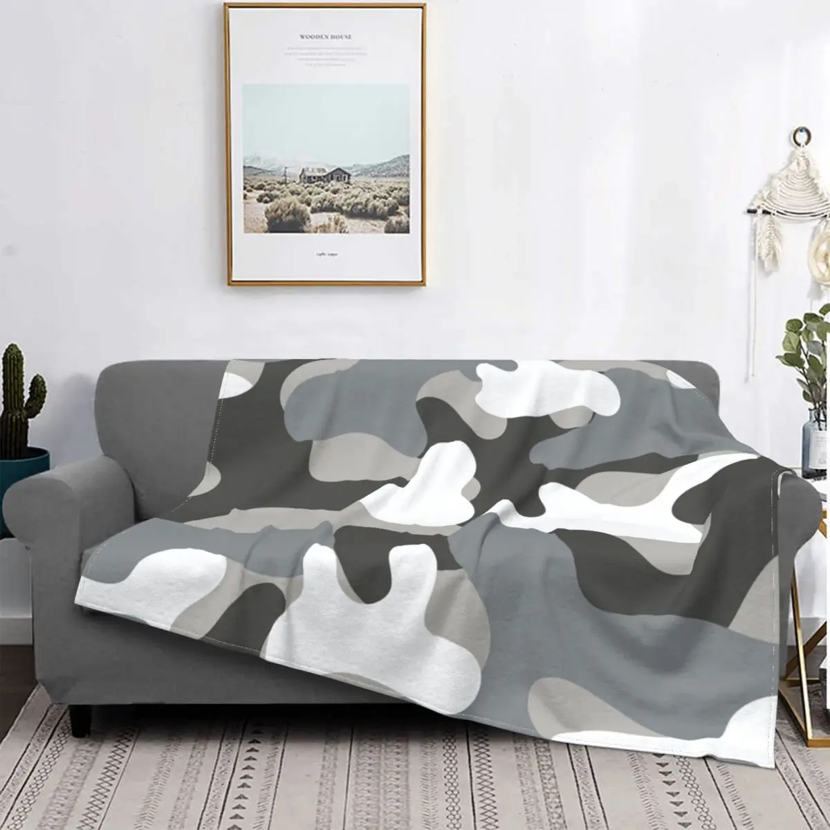 

Camo Grey Blankets Fleece Breathable Throw Blankets Sofa Throw Blanket for Couch Bedding Travel Throws Bedspread Quilt