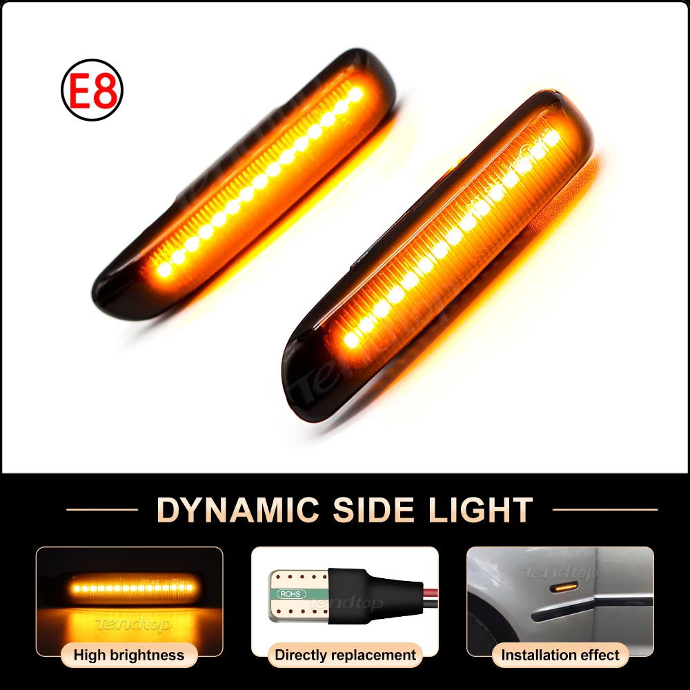 Turn Signal Light Dynamic Amber LED Side Marker Lamp  For BMW E46 3 Series Limo Coupe Compact Cabriolet Touring