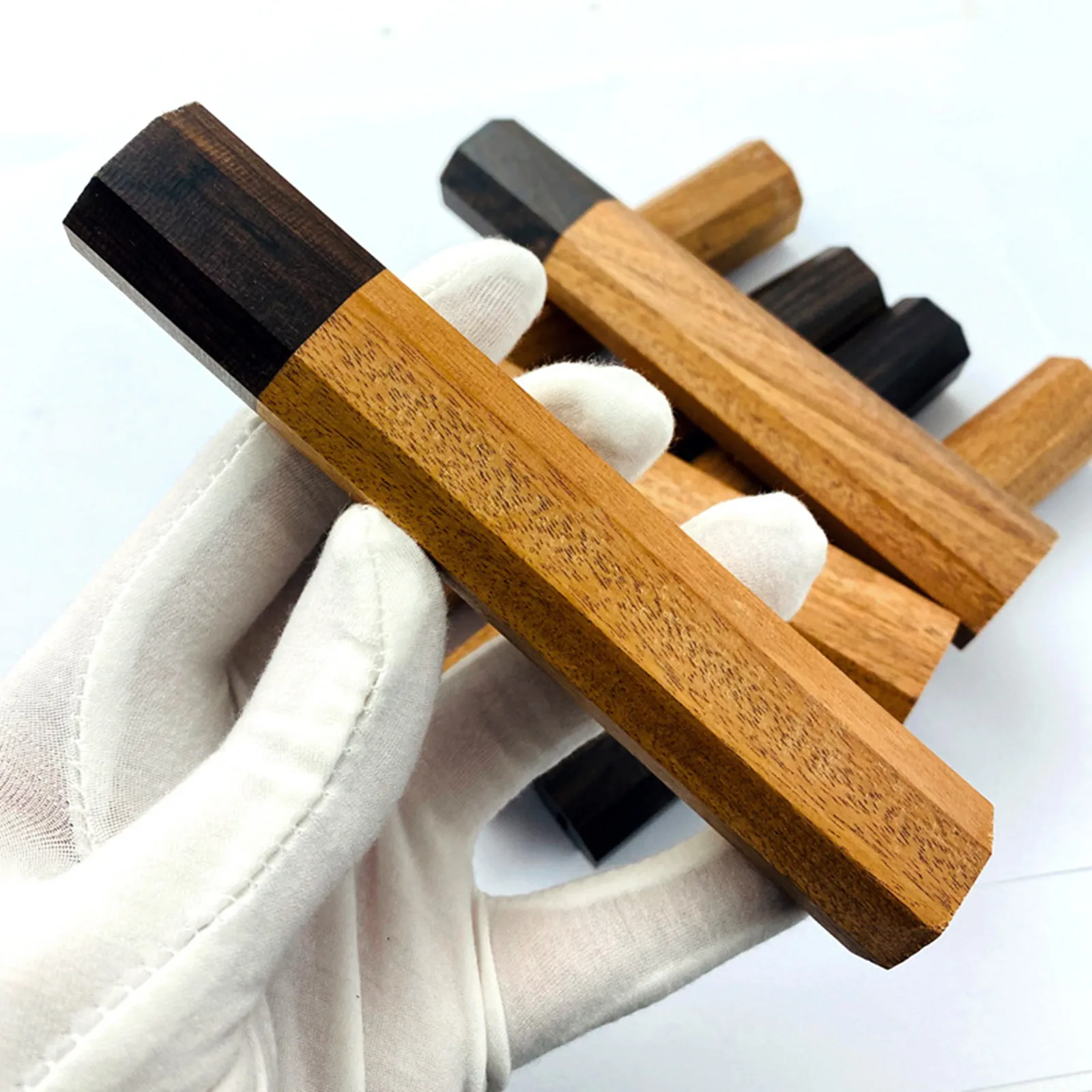 

5/10Pcs DIY Blank Japanese Kitchen Knives Chef Knife Replacement Octagonal Wooden Handle