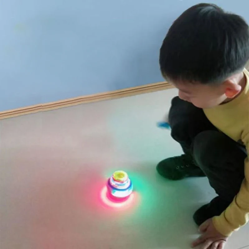 

Bagged round Luminous Toy Light Music Rotating Gyro Random Color One Pack