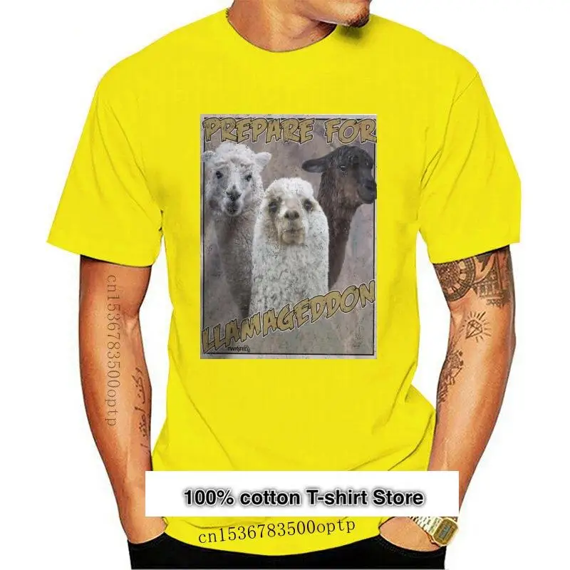 

Camiseta con estampado divertido de animales para hombre, ropa informal de marca, camiseta Retro de algodón, Llama armeddon