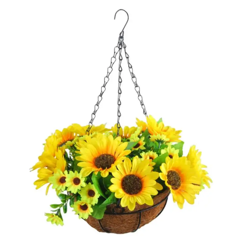 

Hangings Flower With Basket Fake Hangings Flower With Lining Chain Basket Long-lasting Fake Flower Arrangement For Offices