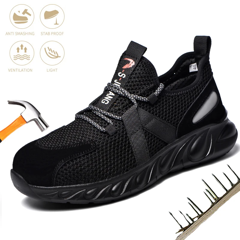 

Steel-Toe Work Sport Safety Shoes Outdoor Comfortable Shoes Puncture Proof Boots Men And Women's Casual Breathable Sneakers