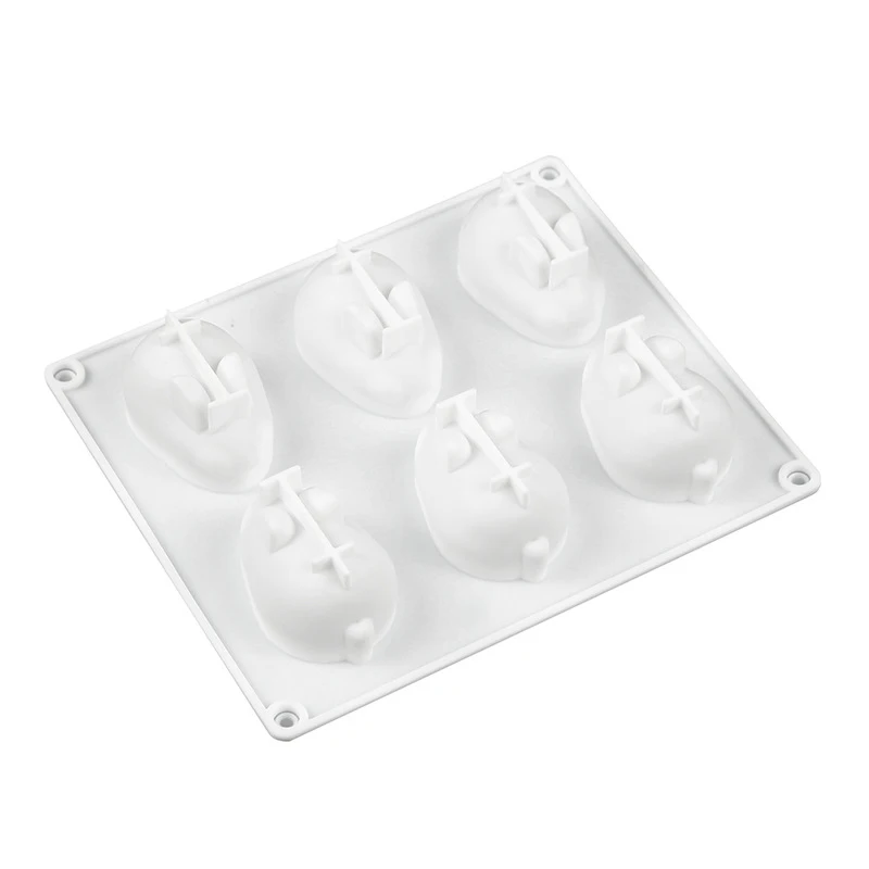 Мини-3d Силиконовая Форма Для Кролика С 6 Отверстиями Шоколадных Тортов