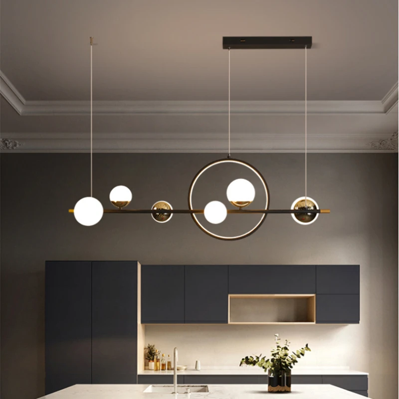 

Скандинавская светодиодная люстра со стеклянными шариками, современный подвесной потолочный светильник для столовой, кухни, домашний деко...