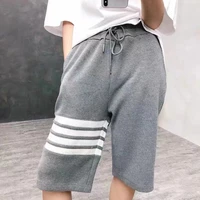 tb thom womens shorts 2022 summer fashion shortpants classic cotton 4 bar stripes straight leg shorts loose casual mens pants