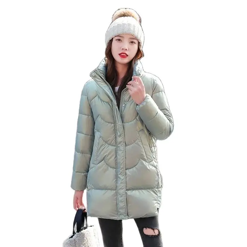 

New Winter Fashion Western Style Down Cotton-padded Jacket Korean Version Of Loose Light Cotton-padded Jacket Long Coat Women.