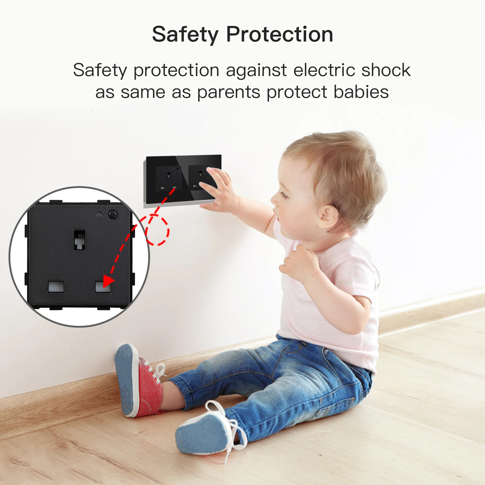 Фото Умная двойная розетка BSEED UK Standard Zigbee с мониторингом энергопотребления, управление через Tuya Smart Life и Google Home, 13А №4