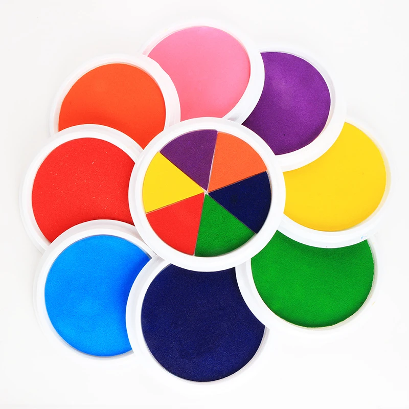 

1 PC Funny 6 Colors Ink Pad Stamp DIY Finger Painting Craft Cardmaking Large Round For Kids Learning Education Drawing Toys