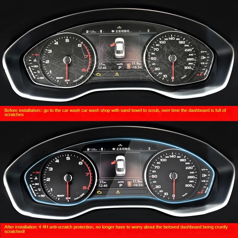 Фото Для Audi A3 A4 A6 Q3 Q5 автомобильная приборная панель ЖК-экран защитная пленка из ТПУ декоративная пленка против царапин №2