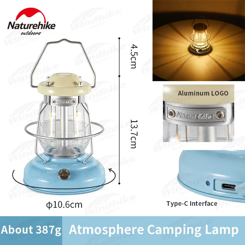 

Naturehike Ultralight Children Portable Lamp IPX4 Outdoor Rainproof Adjustable Light 387g MINI Girl Kids Tent Lamp 40h Runtime