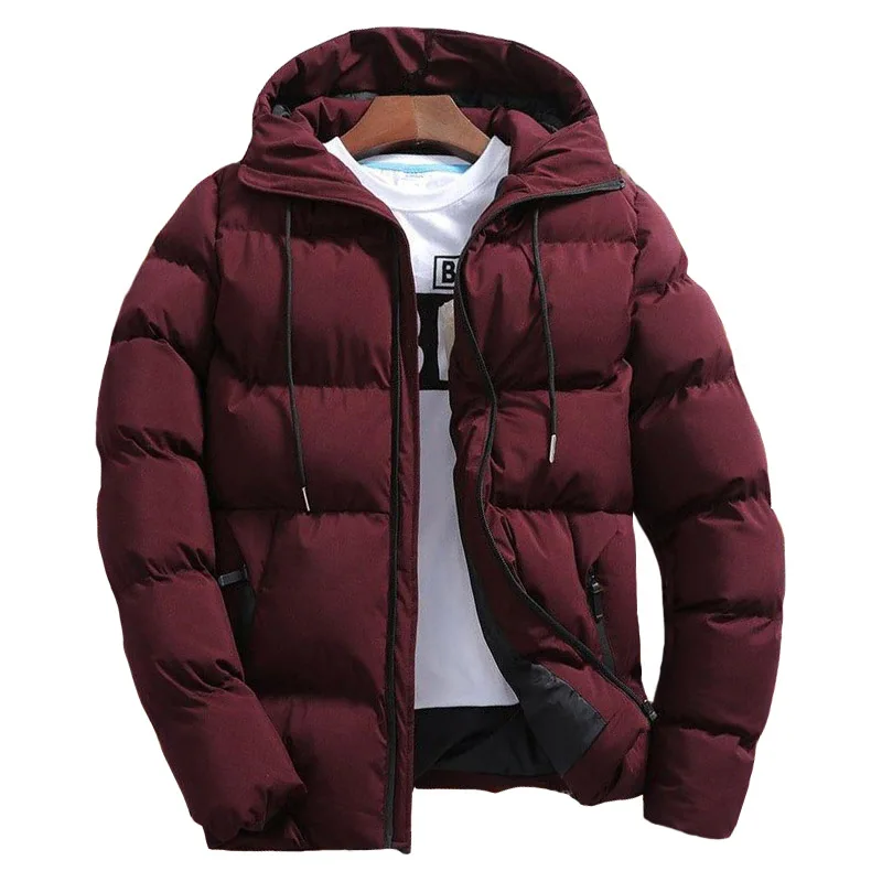 Men's Coats Winter Parkas Casual Solid Hooded Parka Coat Men Long Sleeve Windbreak Lightweight Padded Jackets Streetwear Jacket