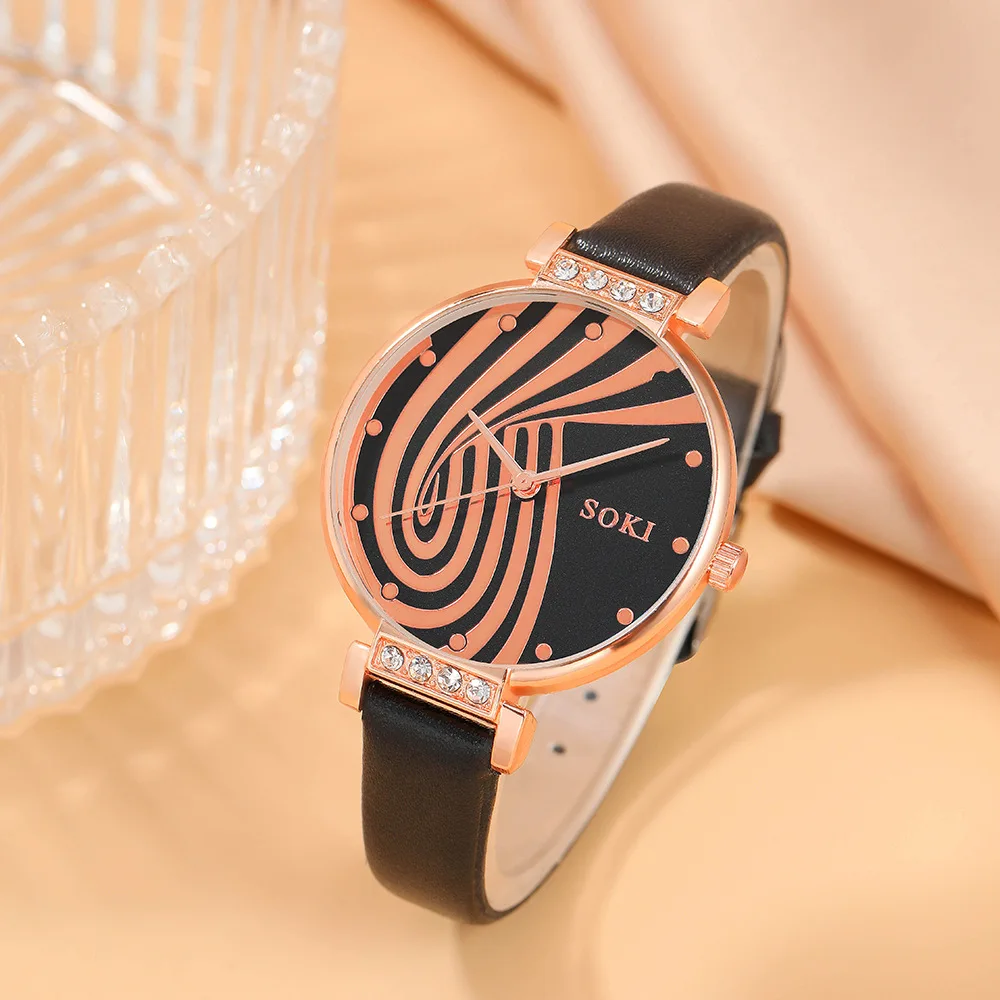 

Новинка 2023, модные женские оригинальные повседневные кварцевые часы с кожаным ремешком, женские наручные часы для девочек, подарок, женские...