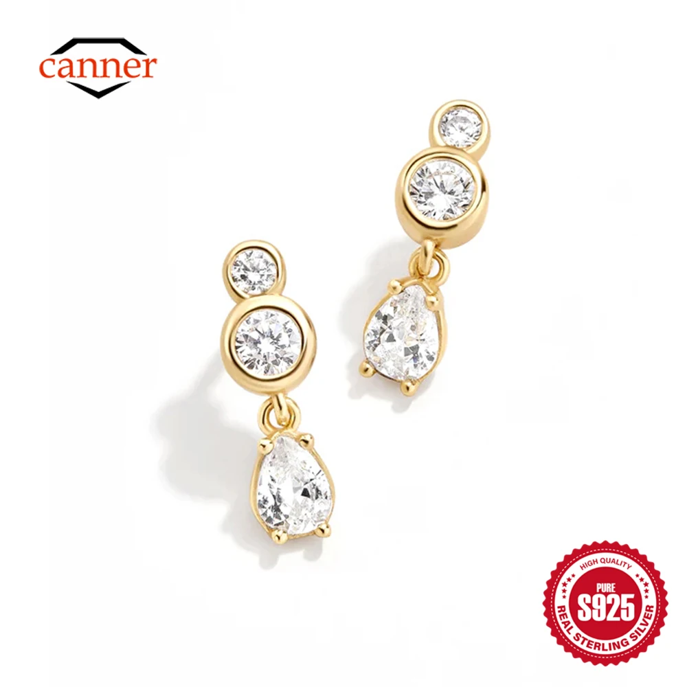 

Canner 1 Pairs White CZ Stud Earrings 925 Sterling Silver For Women Simple Hypoallergenic Earrings Fine Jewelry