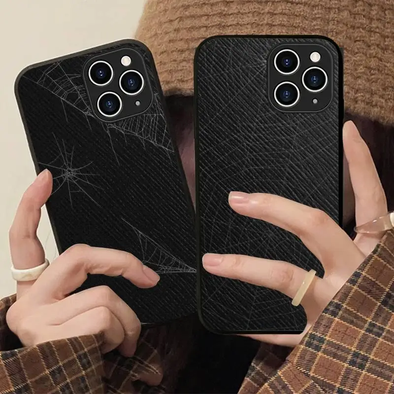 Spider web Phone Case Hard Leather Case for iPhone 11 12 13 Mini Pro Max 8 7 Plus SE 2020 X XR XS Coque