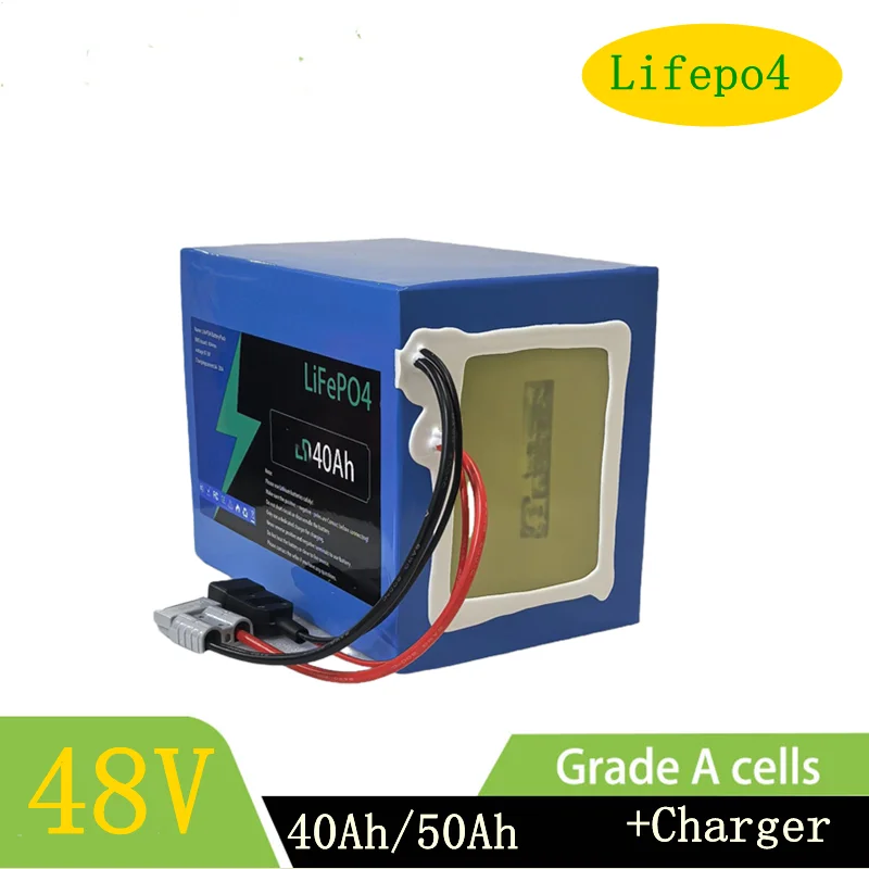 Фото Литиевая батарея Lifepo4, 48 В, 50 Ач, 40 Ач, Bluetooth BMS, 16S, 2000 Вт, для скутера, vélo, трехколесного велосипеда, bateau, Go Cart, chargeur №1