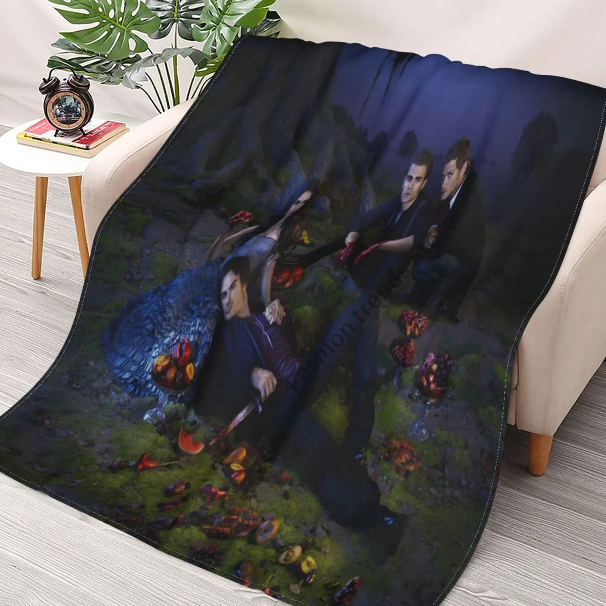 

Damon Salvatore The Vampire Diaries Blankets Coral Fleece Plush Summer Horror Soft Throw Blankets for Sofa Bedroom Bedspread