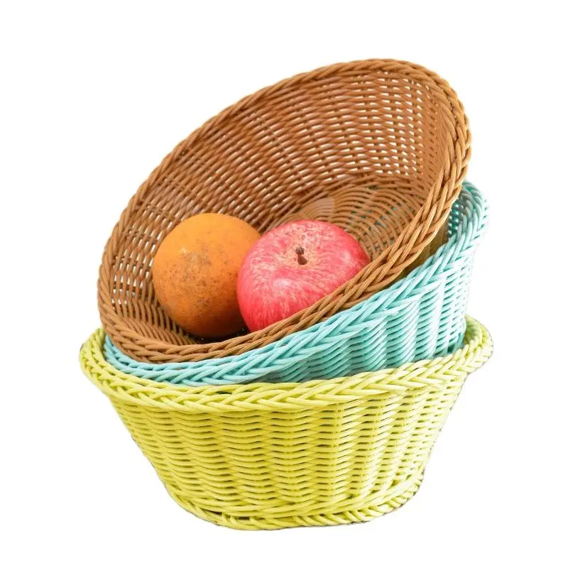 

CAMIGEL Woven Basket for Storage Oval Fruit Basket Candy Snack Basket Fruit