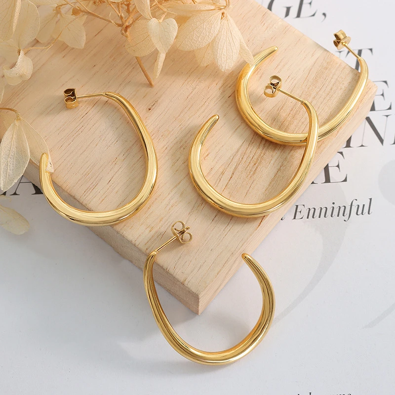 

Large U Shape Earrings Gold Silver Women Stainless Steel Hoop Earring Exaggerated Trend Accessories Luxury Jewelry Wholesale