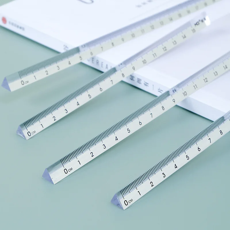 

3 pcs Simple Transparent Triangular Straight Ruler Kawaii Stationery Cartoon Drawing Gift Office School supplies Measuring cute