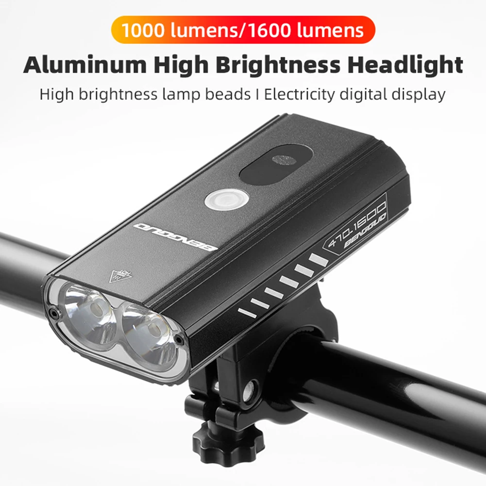 

Bicycle Headlight 1000/1600 Lumens High Brightness Bike Front Lamp Auto Sensing Rechargeable Mountain Bike Head Light Flashlight
