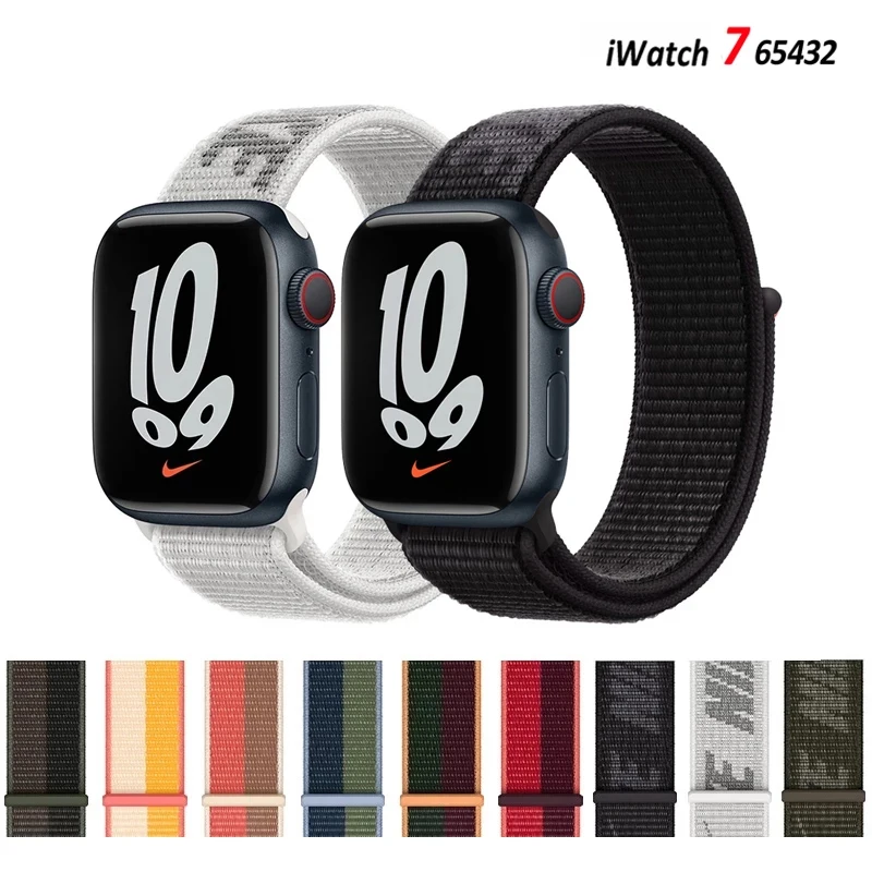 

Nylon Loop band For Apple watch band 44mm 40mm 45mm 41mm 38mm 42mm Smart watch bracelet belt correa iWatch serie 3 4 5 6 SE 7