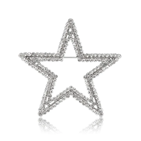 Стразы Пентаграмма Броши для женщин Унисекс 2-цветный Звезда Pin Партии Случайные Друзья Семья Аксессуары Подарки