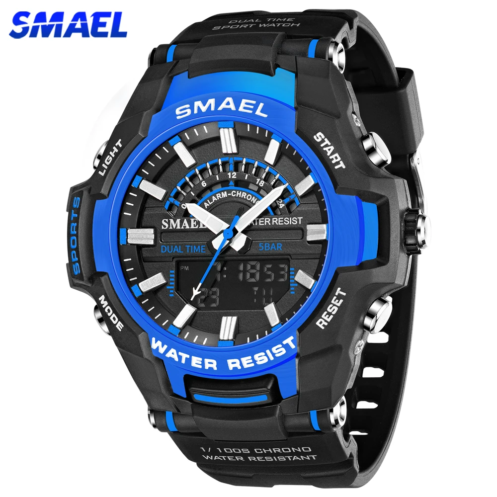 

SMAEL Dual Display Wrist Watch Men Military Army Sport Waterproof Wristwatch Male Watches For Men's Quartz Clock Outdoor Hour