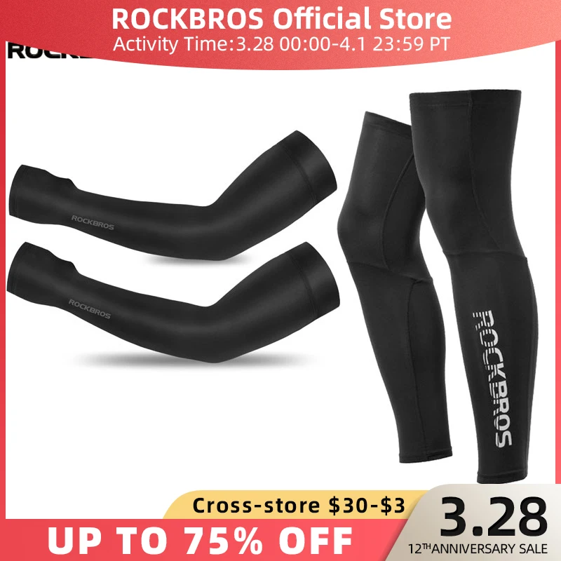 

2022 Hot ROCKBROS Suncreen Camping Arm Sleeve Cycling Basketball Arm Warmer Sleeves UV Protect Men Sports Safety Gear Leg Warme