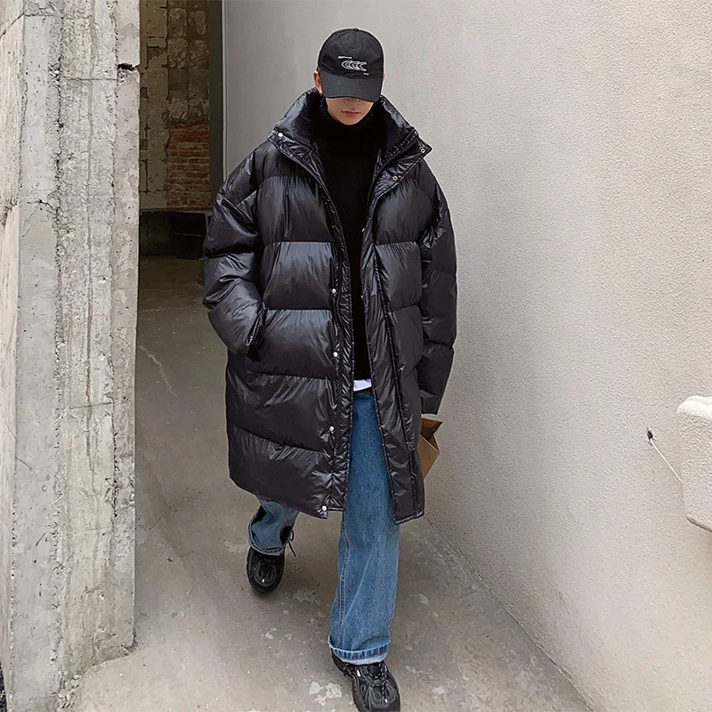 Winter Jacket Men Warm Fashion Oversized Thick Long Coat Men Streetwear Korean Loose Thickened Down Jacket Mens Parker Clothes