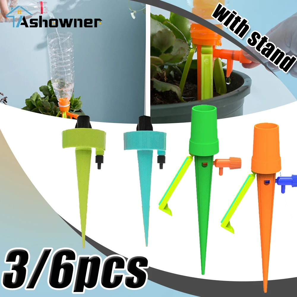 

6pcs Automatic Drip Irrigation with Stand&Spike Adjustable Drip System for Lazy People To Use Dripper Device In Flower Garden