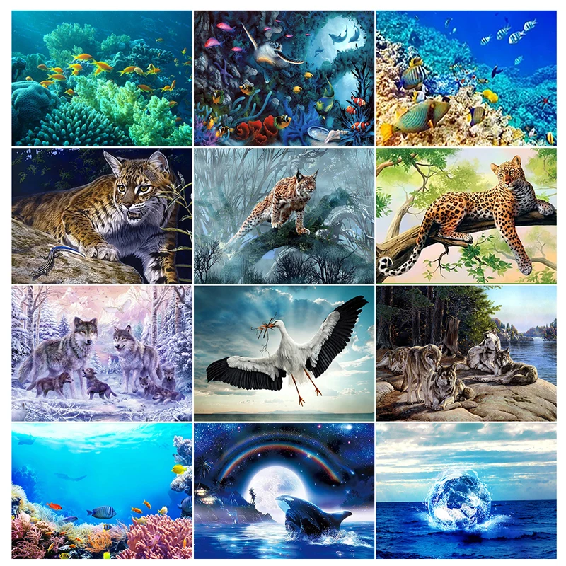 

Алмазная живопись с морскими животными, Набор для вышивки крестиком, 5D мозаика «сделай сам», Декор для дома