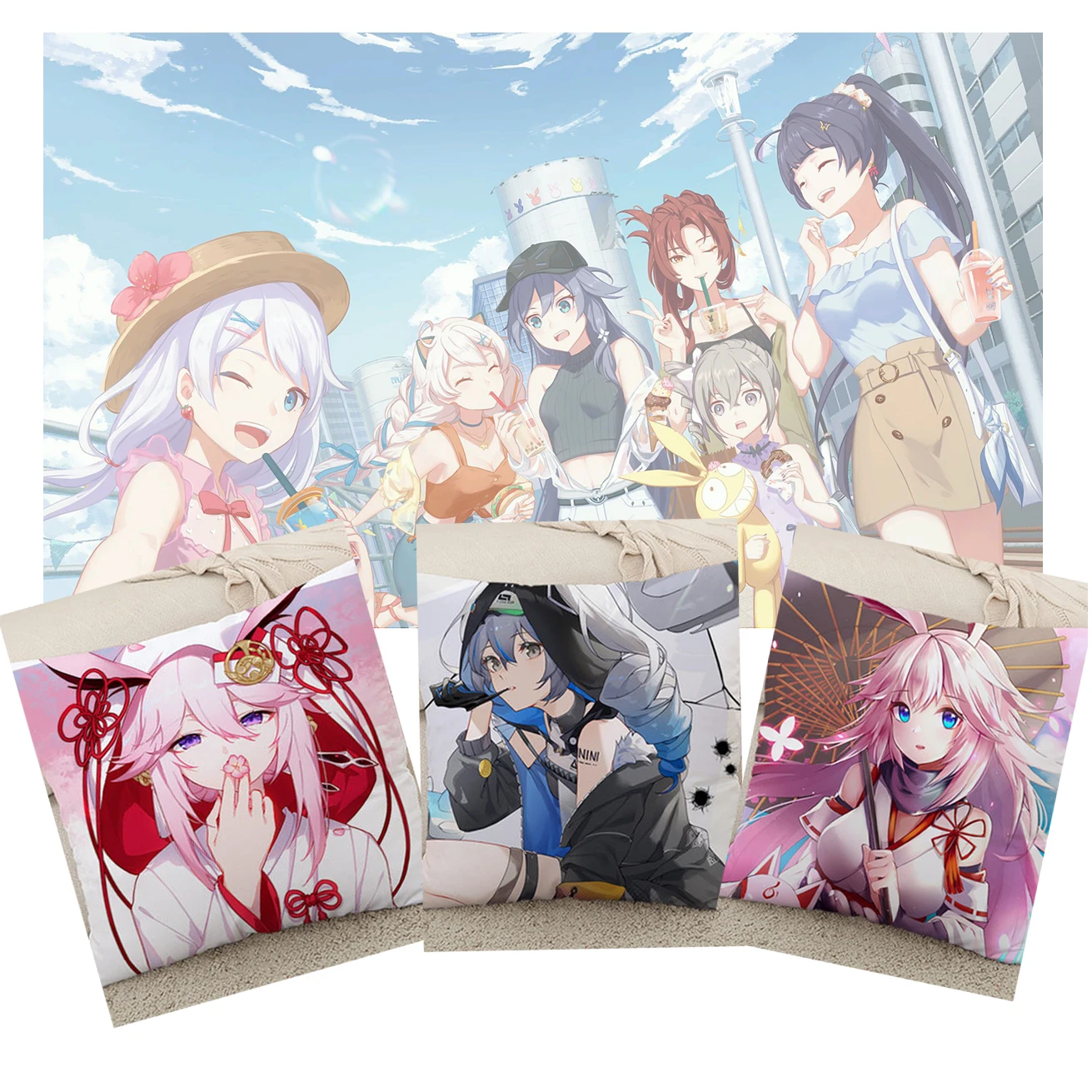 

Фигурка аниме Honkai Impact 3 Набивная игрушка квадратная подушка Райден Мэй киана каслана Аниме Фигурка набивная подушка для девочек и мальчиков...