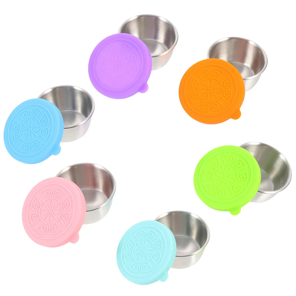 

6pcs Dipping Cups Seasoning Cups Cover Design Sauce Cups Kitchen Sauce Cups