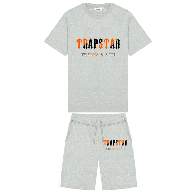 

2022 New Brand Trapstar Printed Two Piece Cotton Men's Short Sleeve T-Shirt + Casual Shorts Sports Casual Suit