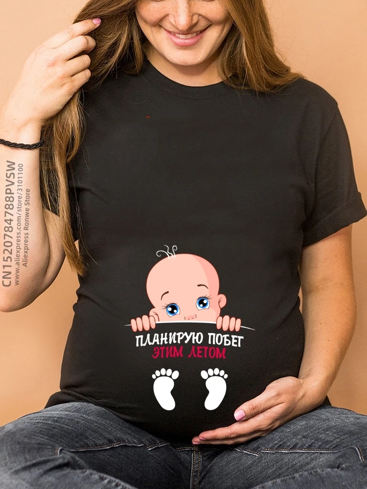 

Summer Funny Cartoon Print Maternity Black Clothing Mommy To Be Short Sleeve Pregnant T-Shirt Tops Women Hot Sale T-Shirts