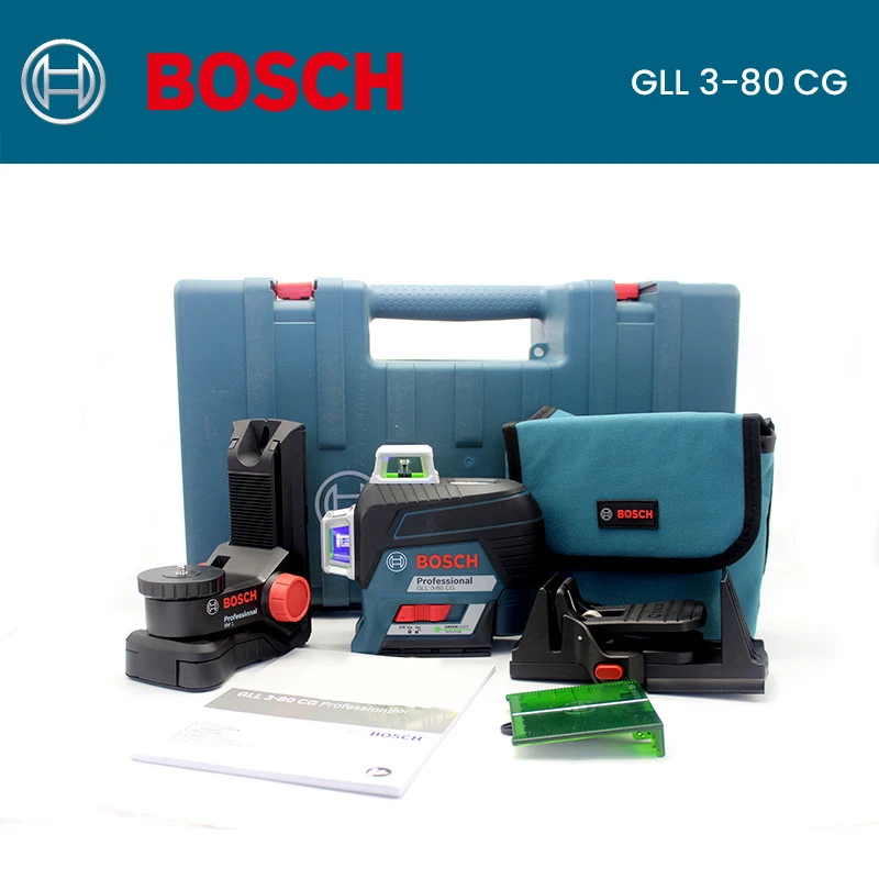 

Зеленый лазерный уровень Bosch Gll 3-80 Cg, 4 режима, 3 самолета, 12 линий, Bluetooth, функция импульса, противоударный лазерный уровень, диастиметр