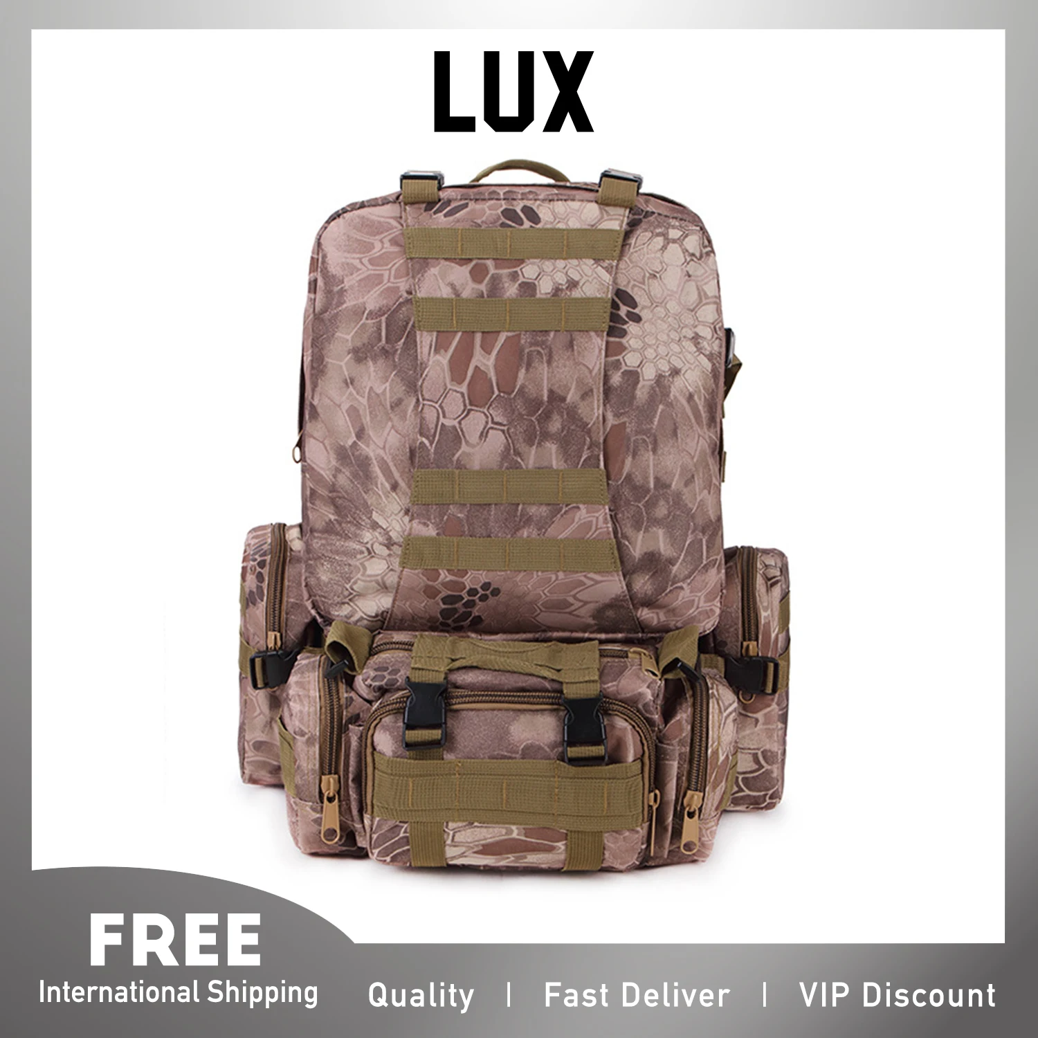 

LUX 50L 1000D Oxford Waterproof Trekking Fishing Hunting Bag Backpack Outdoor Military Rucksacks Tactical Sports Camping Hiking