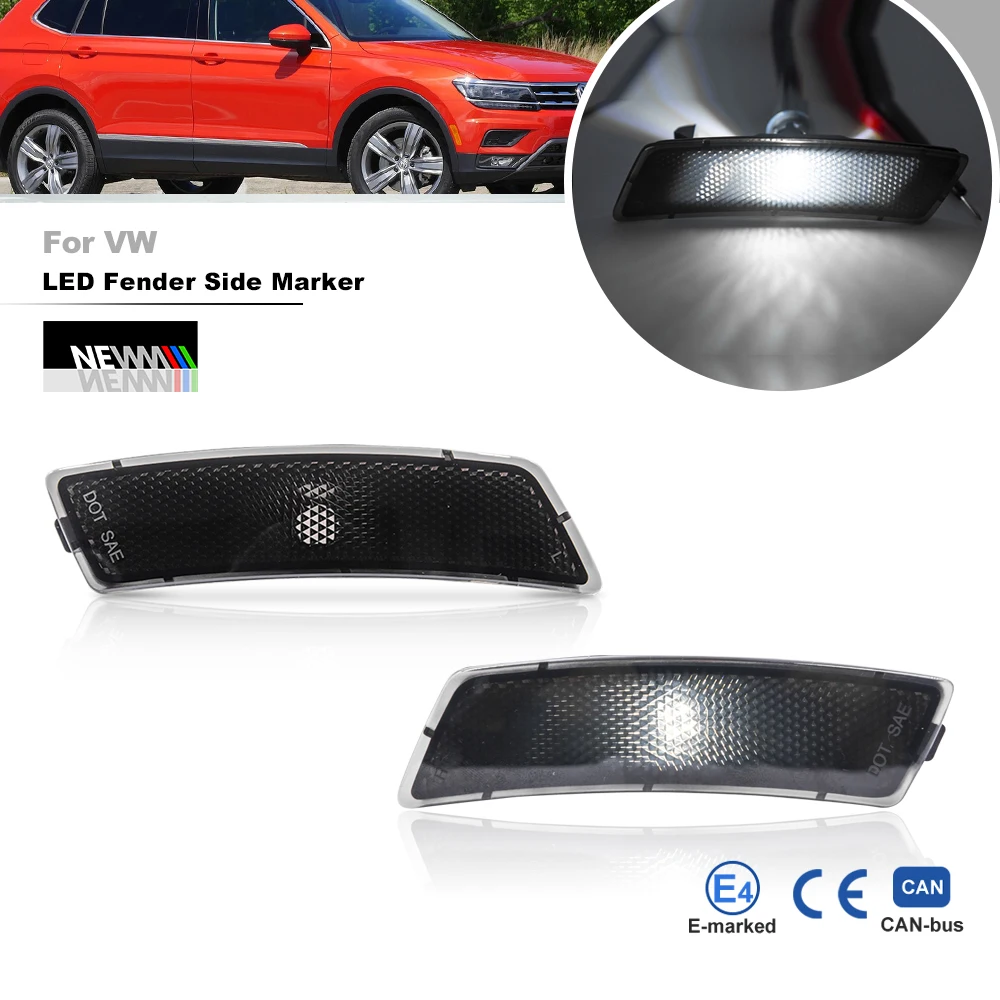 

Дымчатый передний бампер OEM, боковые габаритные фонари на крыло для 2018 2019 2020 2021 2022 2023 VW Tiguan 2012-2018 Beetle OEM # 5С 5945071 A