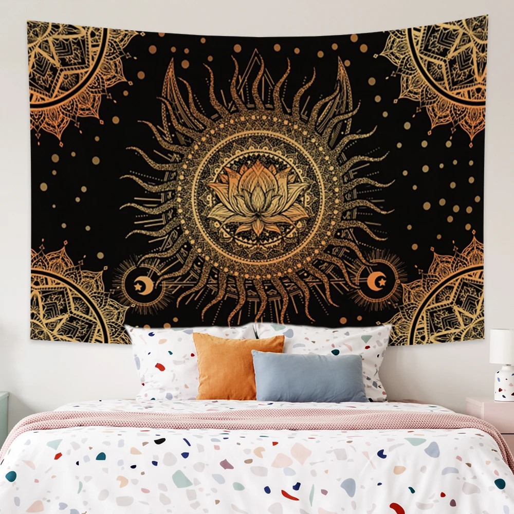 

Mandala Tapestry Psychedelic Flower Hippie Aesthetic Bohemia Moon Wall Hanging Decoration Bedroom Living Room Dormitory Blanket