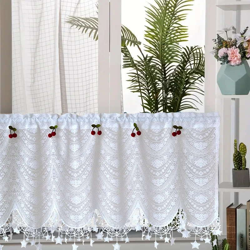 Малиновый Декор Белые Прозрачные Кухонные Шторы Цветочный Полый Дизайн