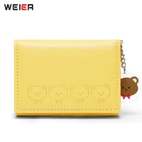 simple solid color short women card holder soft pu leather mini clutch wallet ladies clamshell design money coin purse female