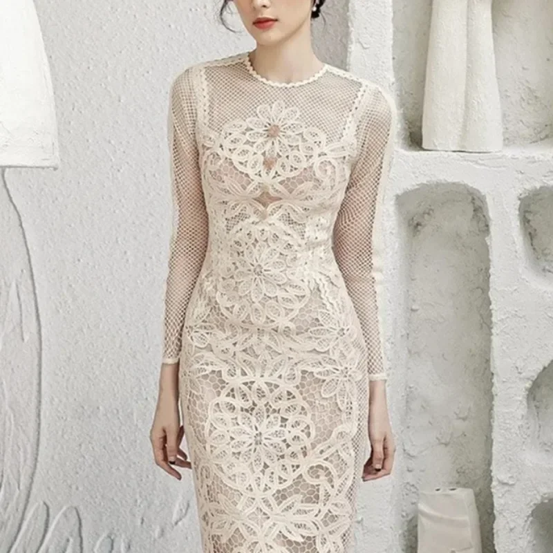 Новое элегантное женское платье абрикосового кружева винтажное роскошное